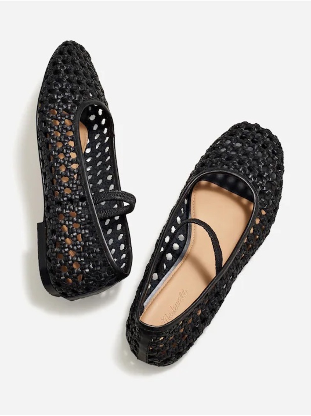 Sold Out Madewell Greta Ballet Flats True Black Woven Leather Size 7